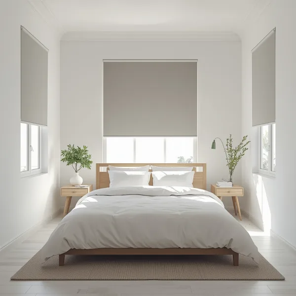 Cortinas roller blackout a medida instaladas en dormitorio moderno en Puerto Montt - Imagen 2