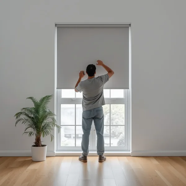 Cortinas roller blackout a medida instaladas en dormitorio moderno en Puerto Montt - Imagen 3