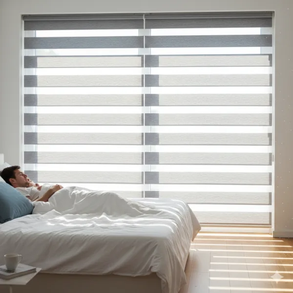 Cortinas roller blackout a medida instaladas en dormitorio en Puerto Montt para mejorar descanso y controlar luz