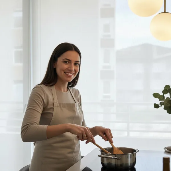 Cortinas roller translúcidas instaladas en un ventanal moderno iluminando una sala de estar - Imagen 3