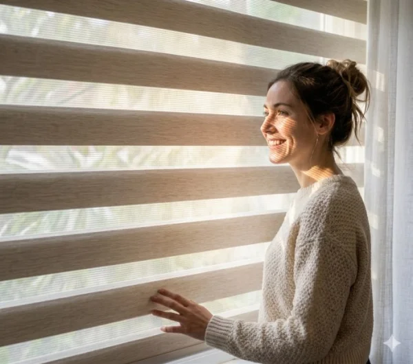 Instalación de cortinas roller a medida en un ventanal moderno de una casa en Puerto Montt - Imagen 2