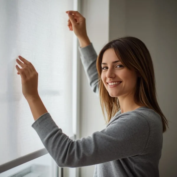 Mantenimiento y limpieza de cortinas roller a medida en un hogar moderno - Imagen 3