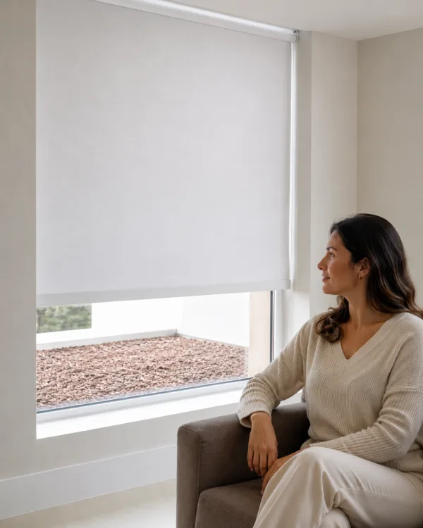 Zócalos laterales en cortinas roller a medida para mayor aislamiento de luz - Cortinas Prieto Roller - Imagen 2