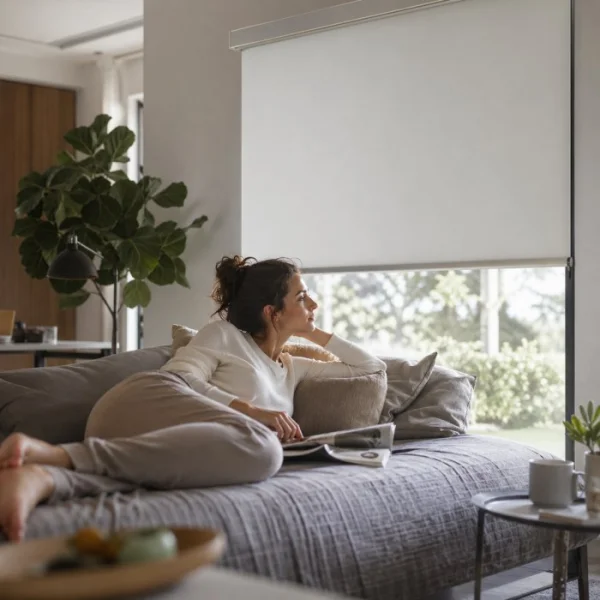 Cortinas roller a medida que equilibran privacidad y luminosidad en un living moderno